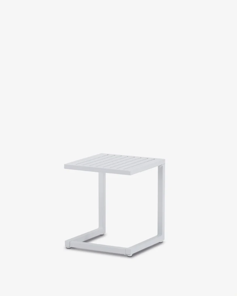 Mesa lateral de jardim de alumínio branco
