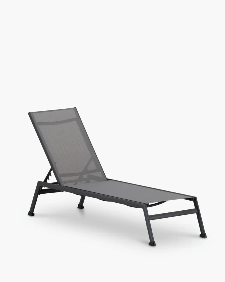 Chaise longue de jardin empilable en aluminium anthracite