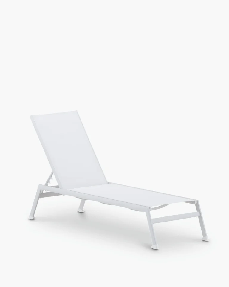 Chaise longue de jardin empilable en aluminium blanc