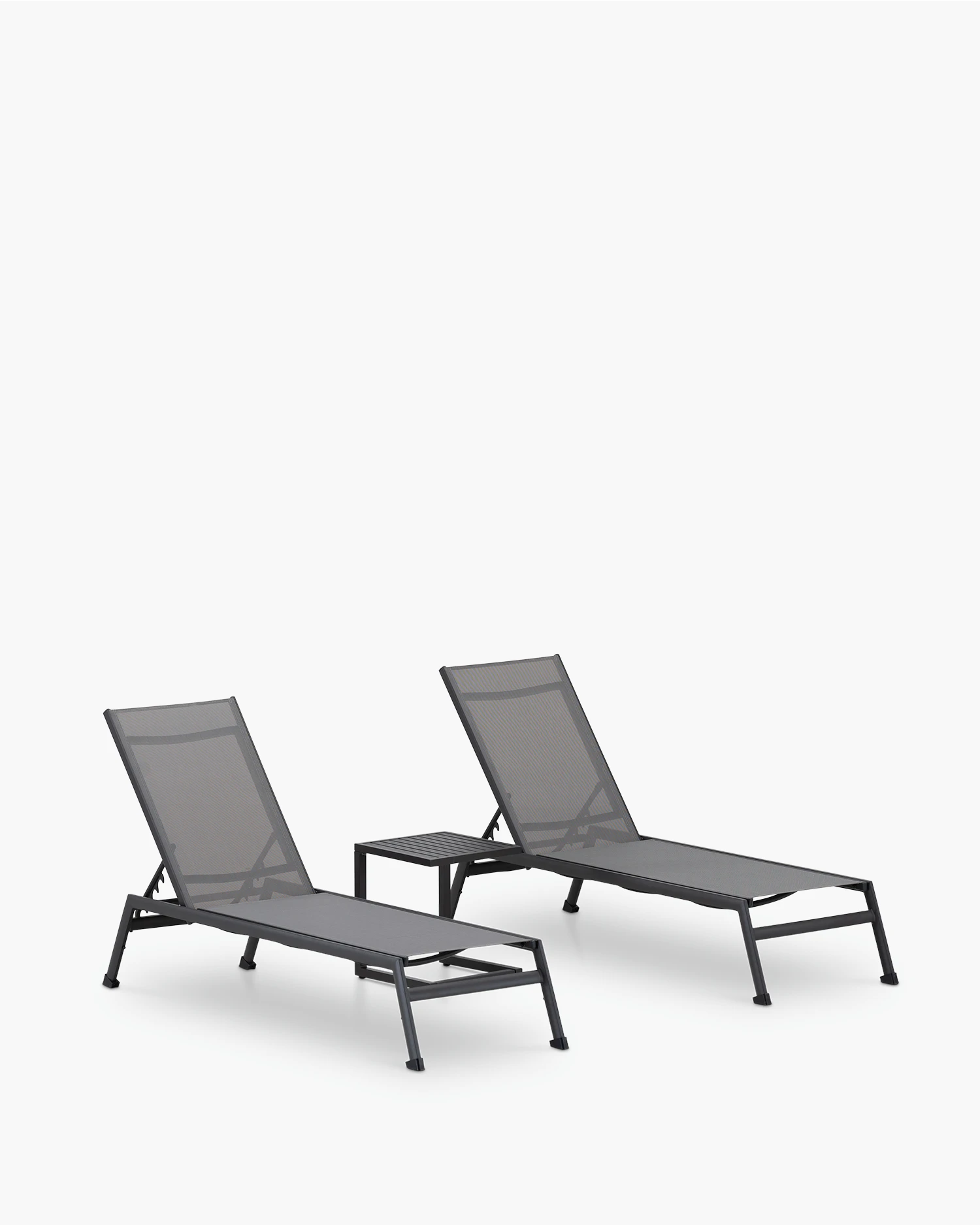 Set of two stackable black aluminum garden loungers