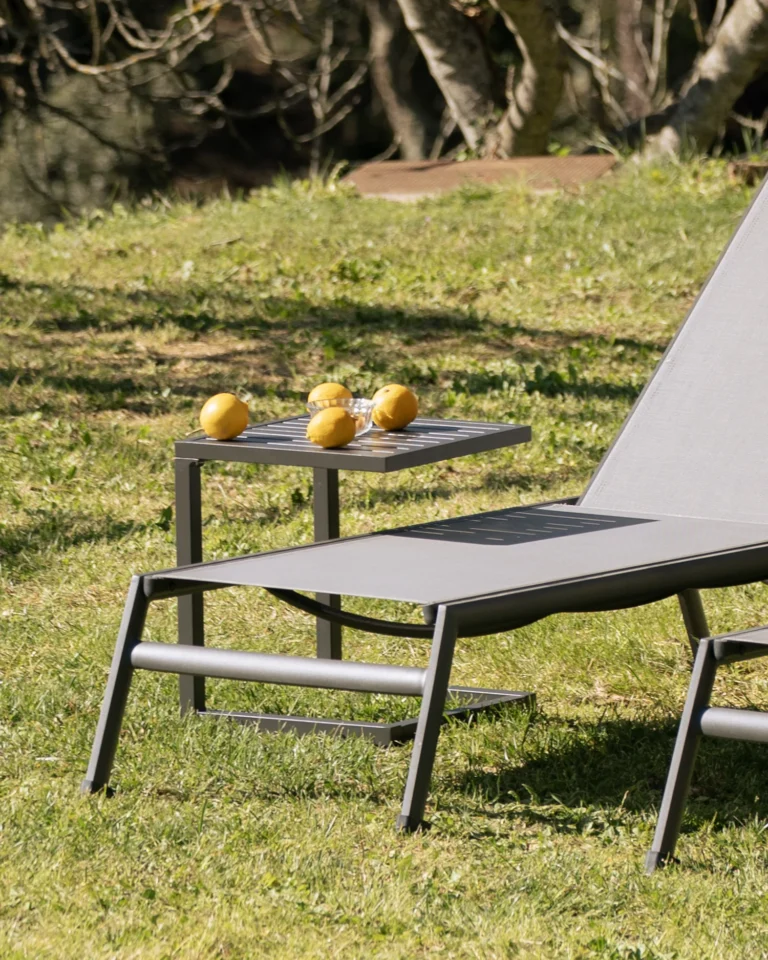 Tumbona de jardín de aluminio apilable antracita
