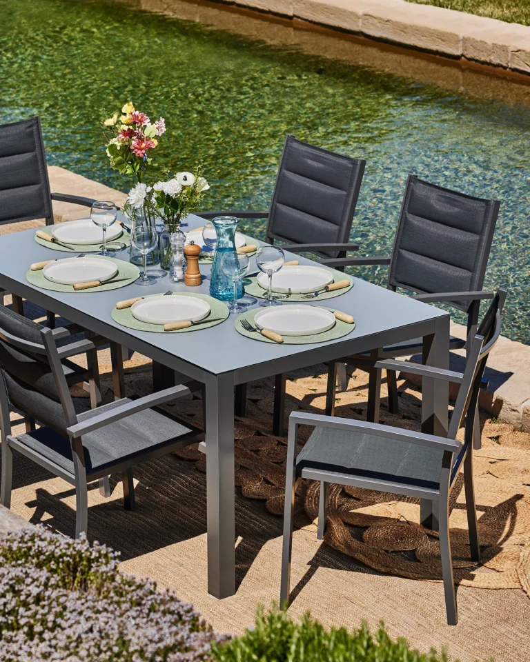 6-seater garden dining set aluminum