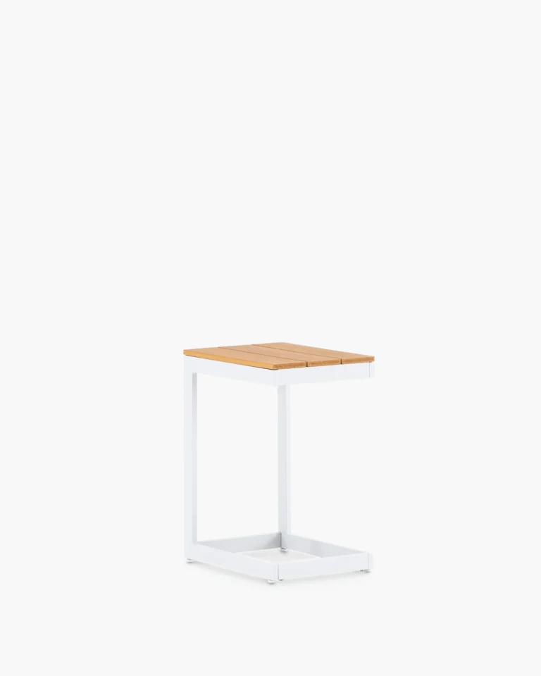 White garden side table imitation wood