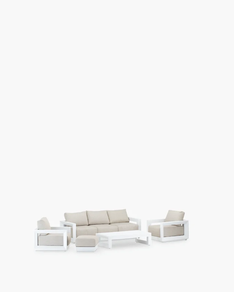 White aluminum garden set 5 seats with footrest