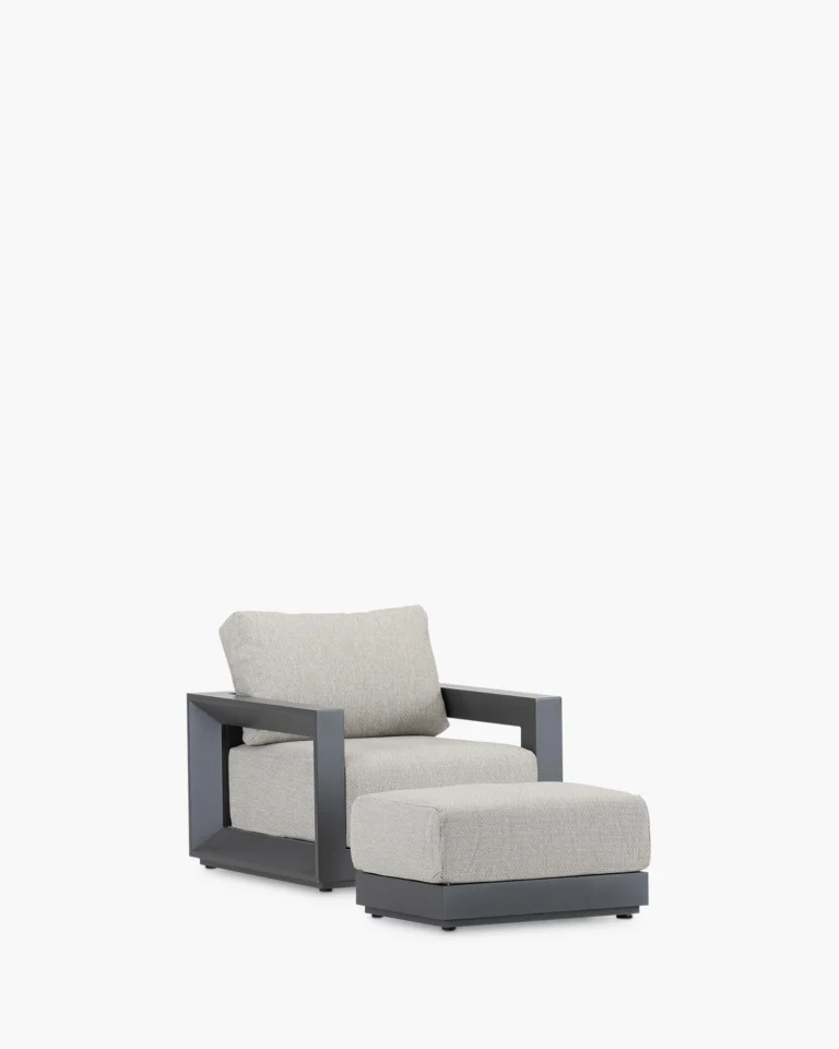 Armchair with footrest white aluminum