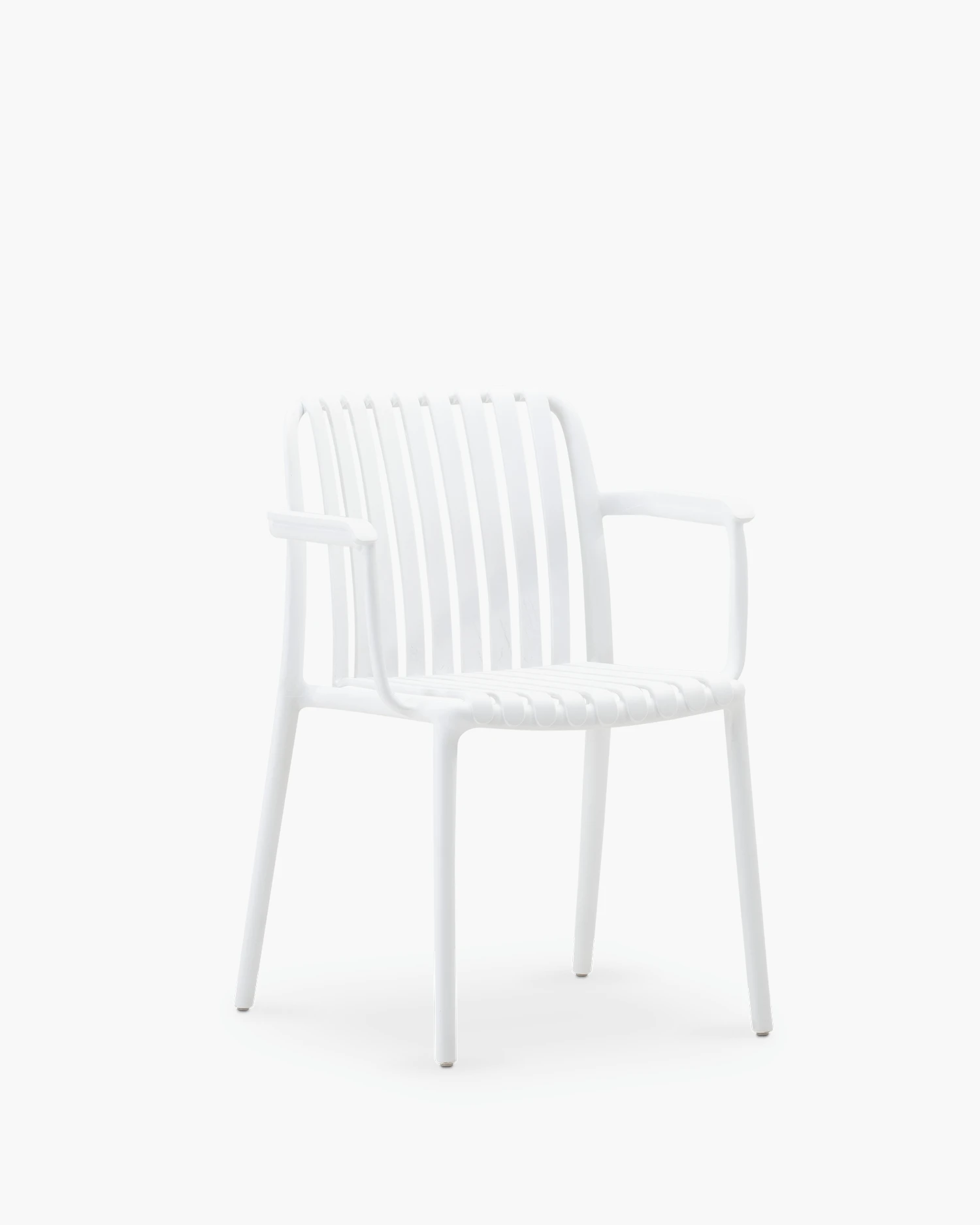 Stackable polypropylene white garden chair