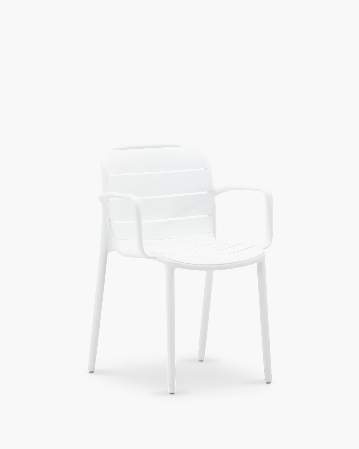 Stackable polypropylene white garden chair