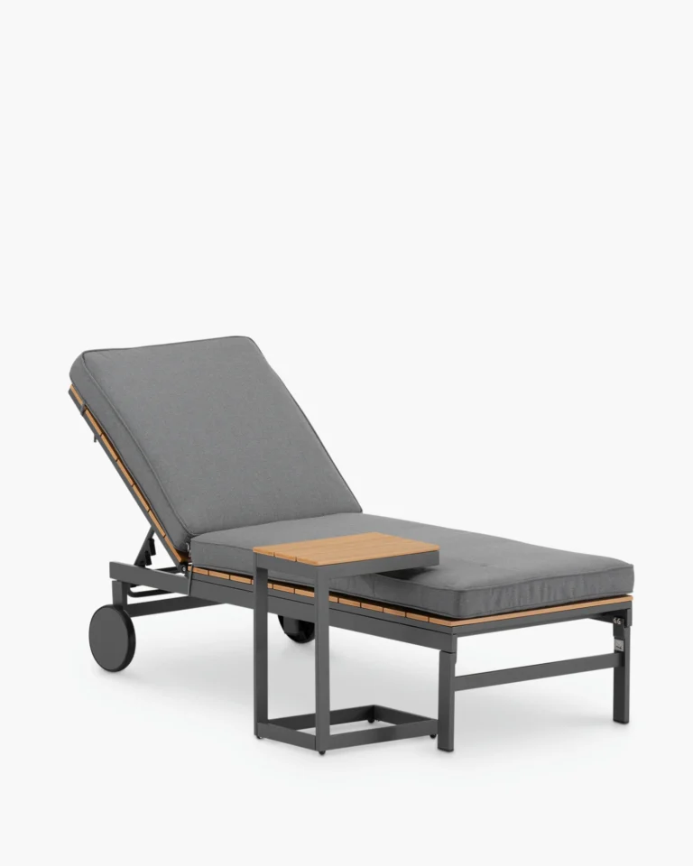 Set of sun lounger and side table anthracite