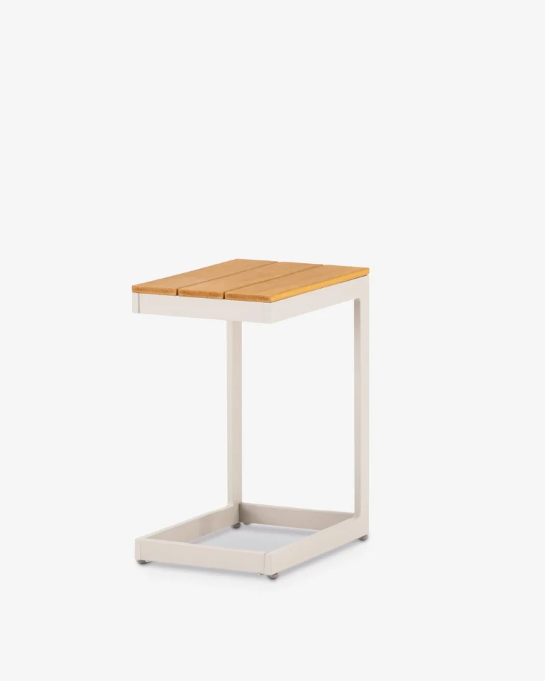 Mesa de apoio de jardim bege imitação de madeira