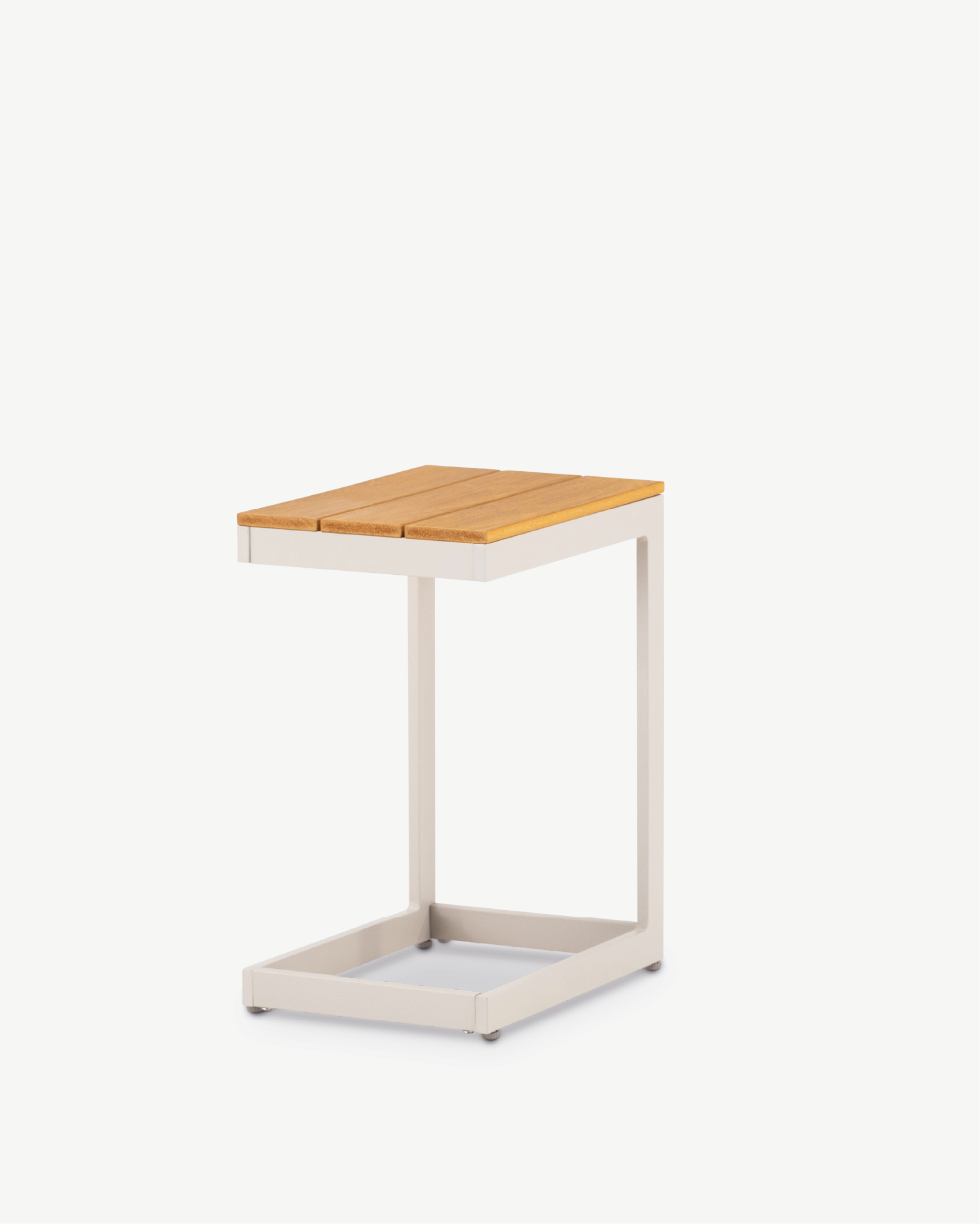 Mesa auxiliar de jardín beige imitación madera