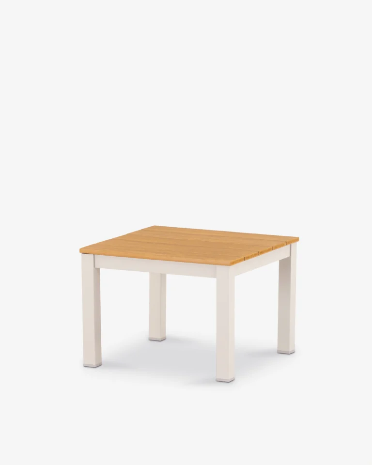 Mesa de apoio de jardim bege imitação de madeira