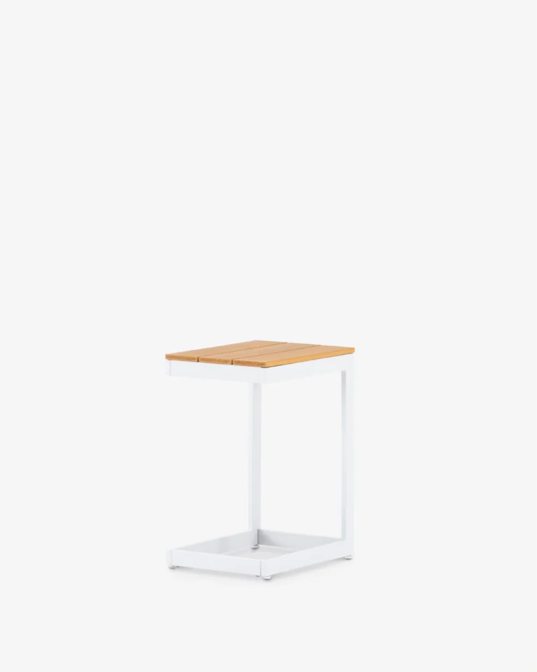 Mesa de apoio de jardim branca imitação de madeira