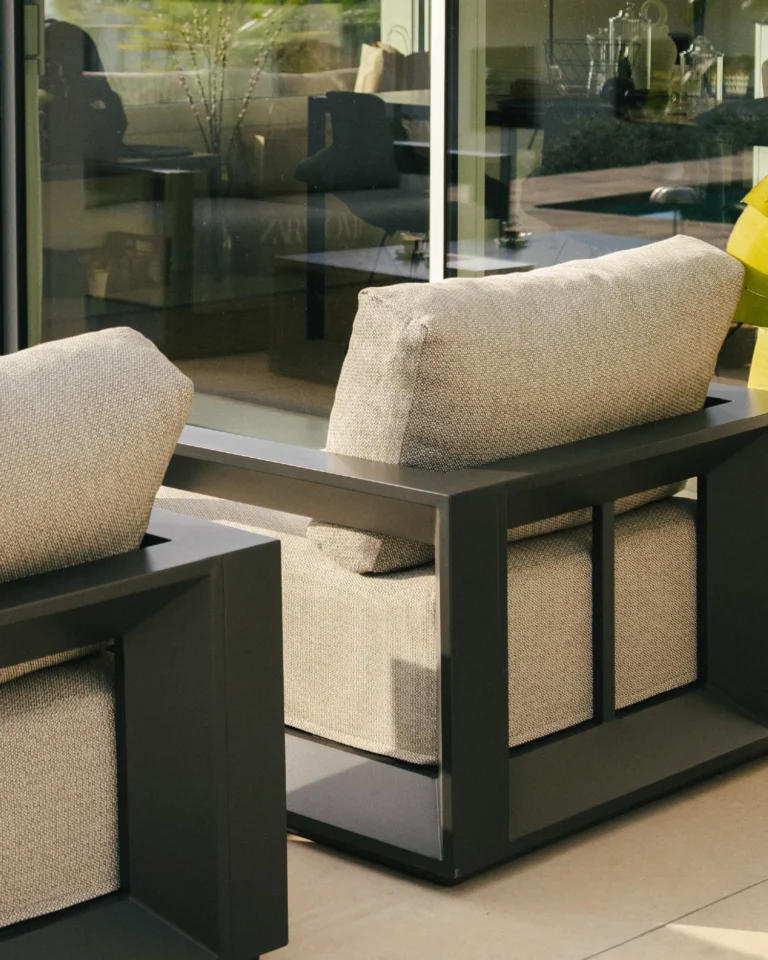 Pack 2 sillones jardín aluminio antracita y cojín gris