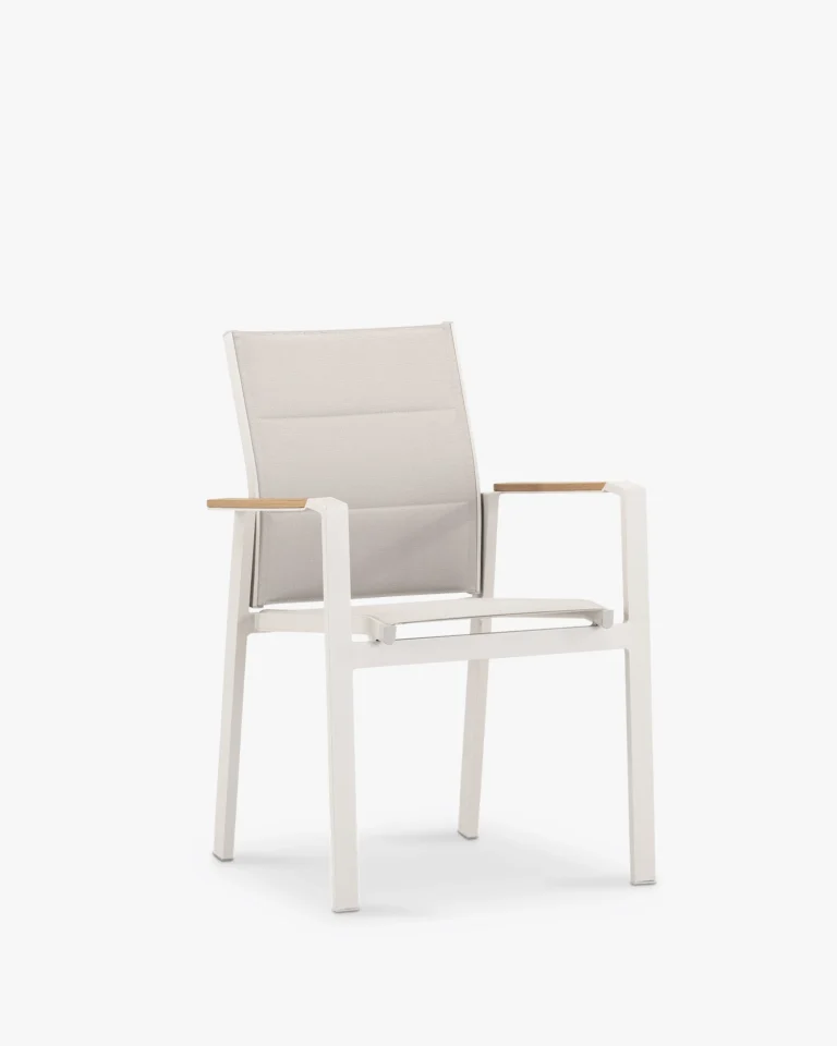 Beige aluminum and beige textilene garden chair