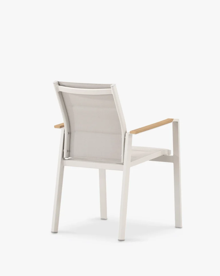 Silla de jardín aluminio beige y textileno beige