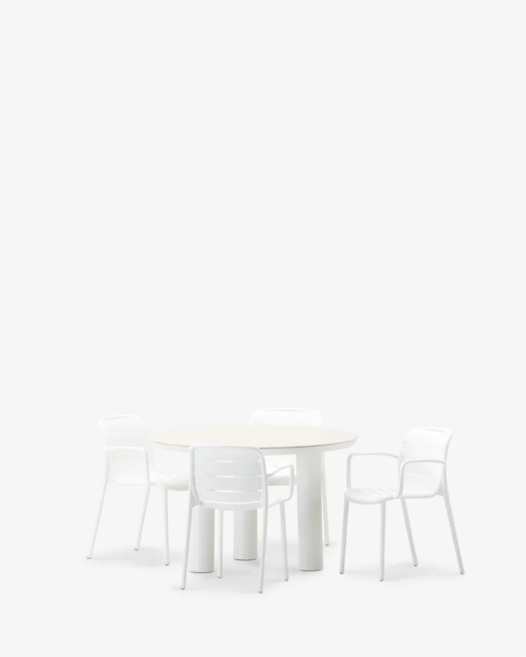 Round 4-seater dining set white