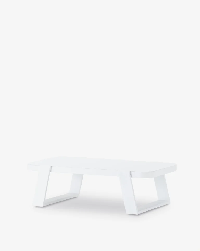 White aluminum garden low table