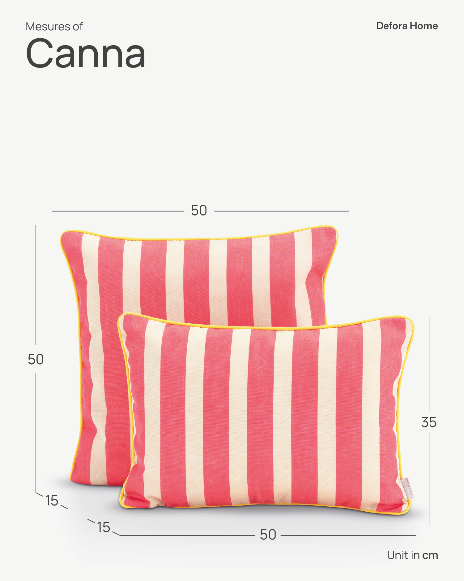 Cojín KASANOVA Rayas Rojas 50x50 Cm, Impermeable Y Lavable Para Sofás Y Sillones De Interior O Exterior