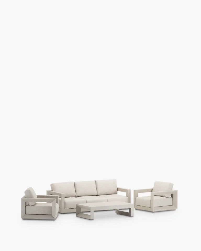 Conjunto de jardín aluminio beige 5 plazas