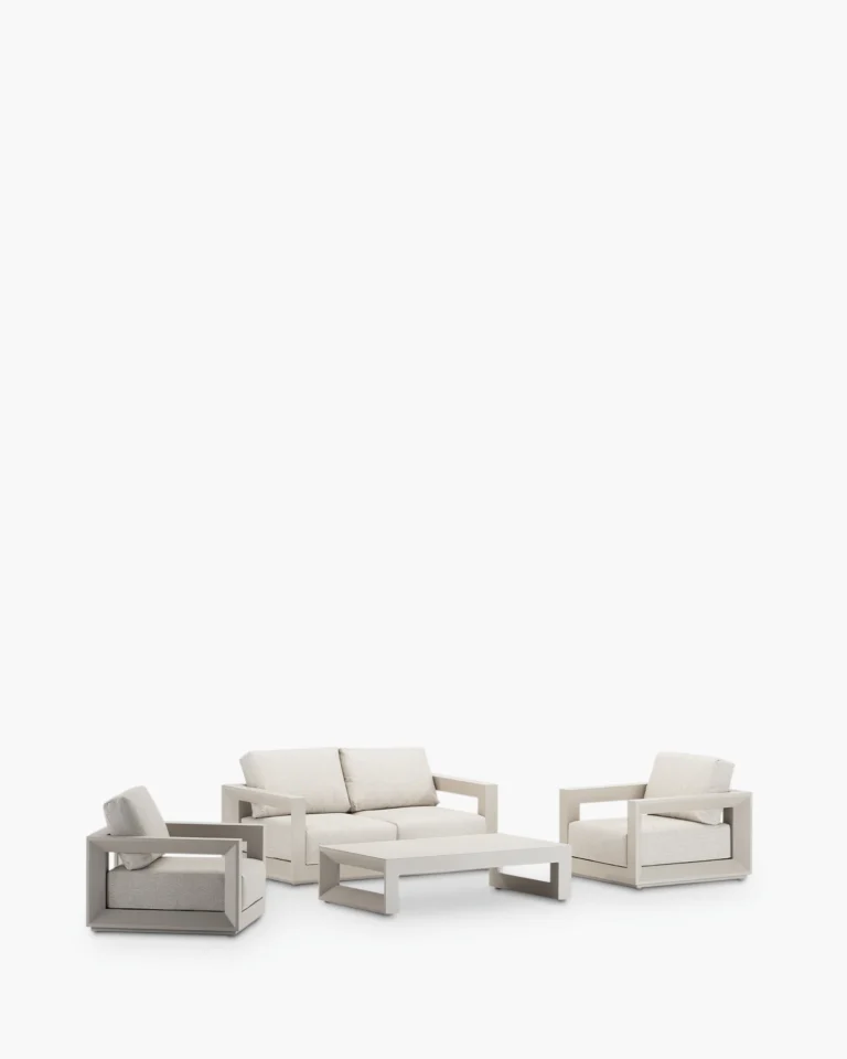 Conjunto de jardín aluminio beige 4 plazas