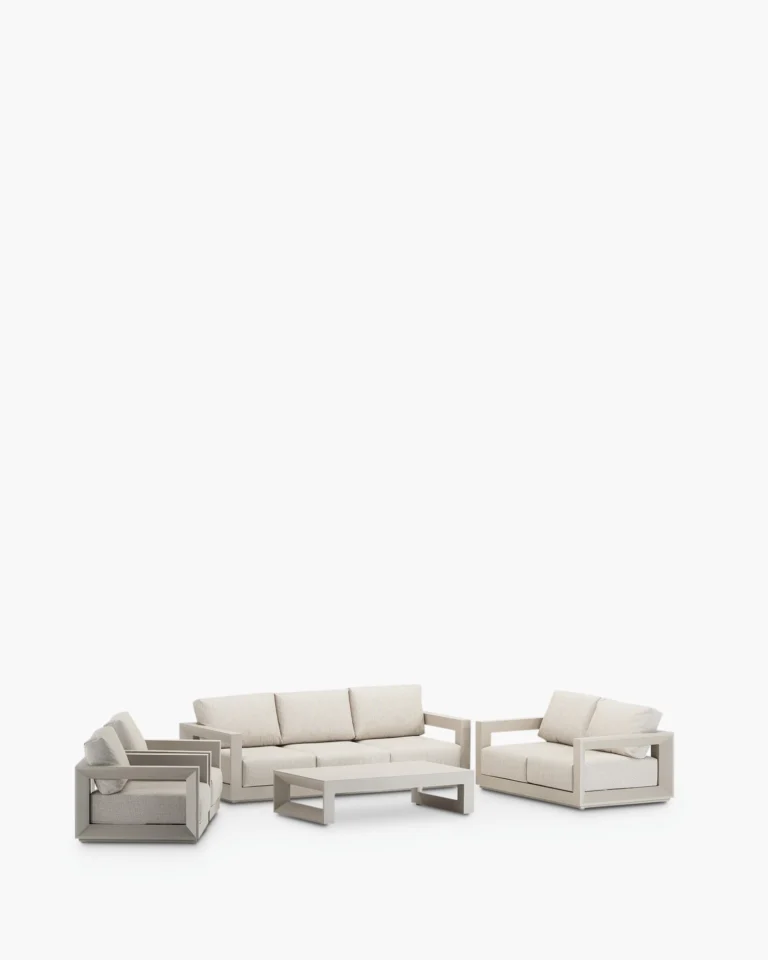 Conjunto de jardín aluminio beige 7 plazas