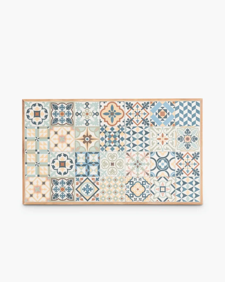 Set da giardino mosaico legno, corda e ceramica 5 posti