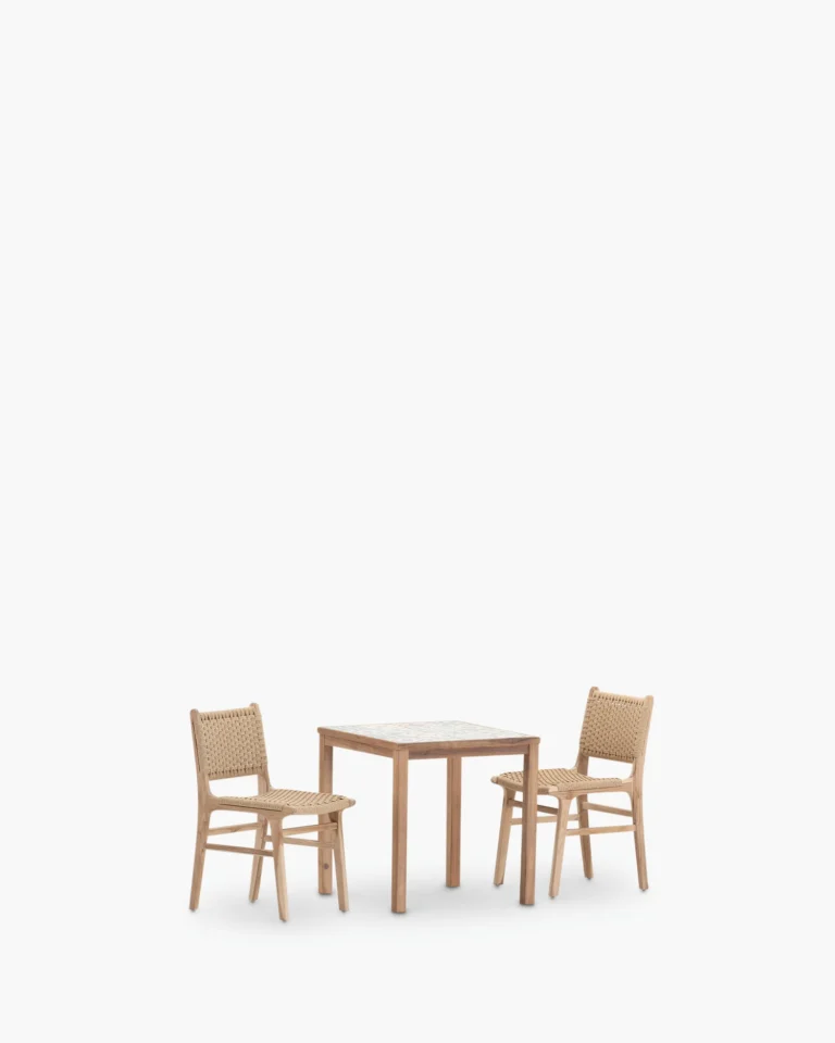 Balcony dining set rattan and ceramic 2 seats