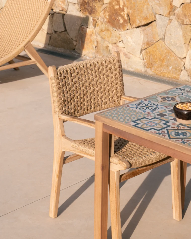 Balcony dining set rattan and ceramic 2 seats