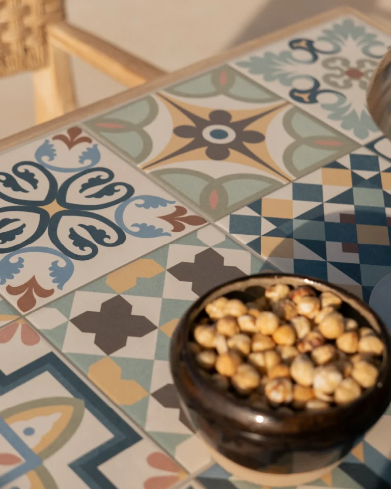 Balcony dining set rattan and ceramic 2 seats