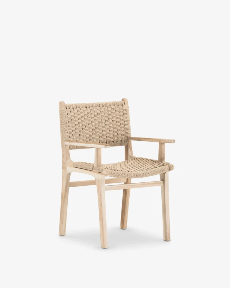 Silla con brazos de jardín madera teca y ratán sintético