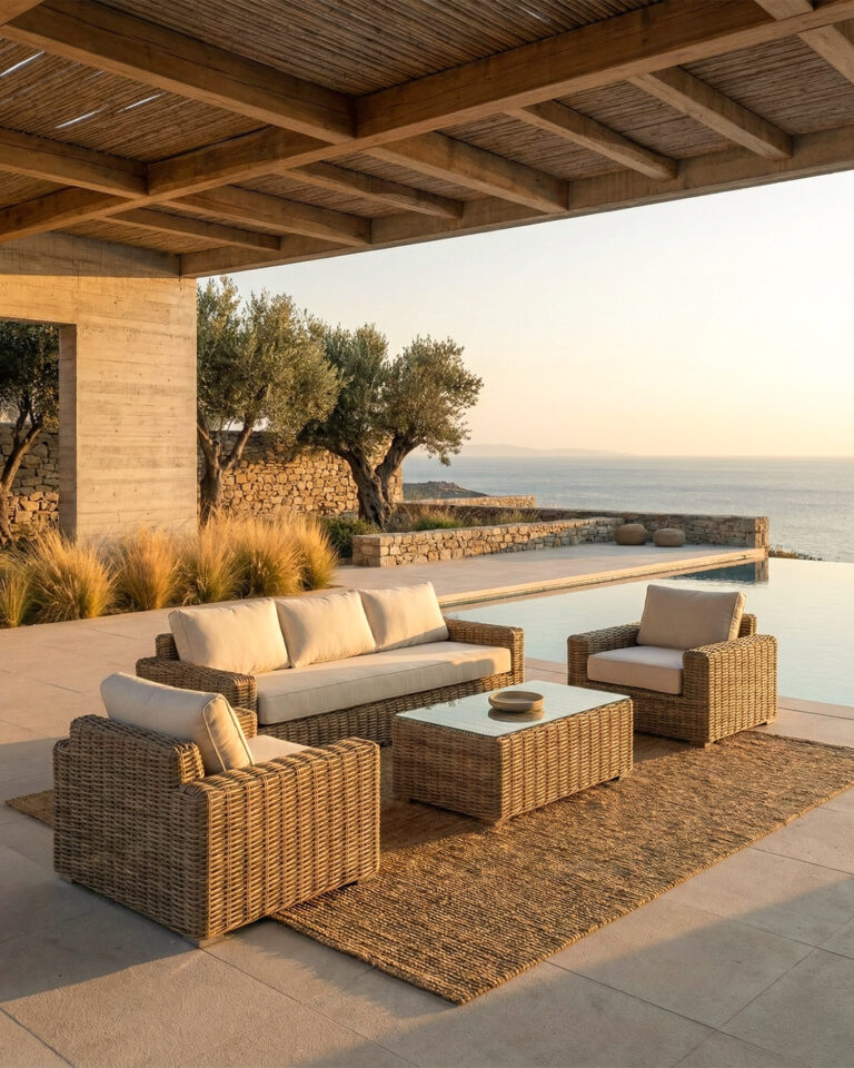 Sofà jardí ratà sintètic 2 places beix