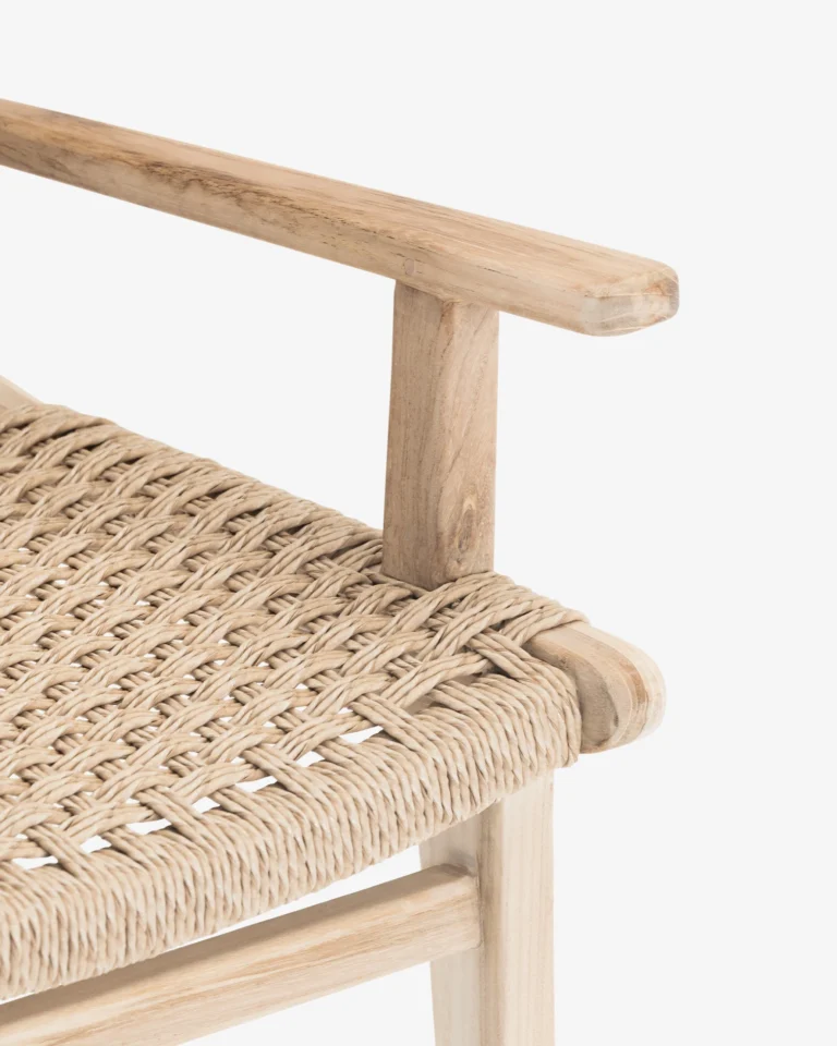 Silla con brazos de jardín madera teca y ratán sintético