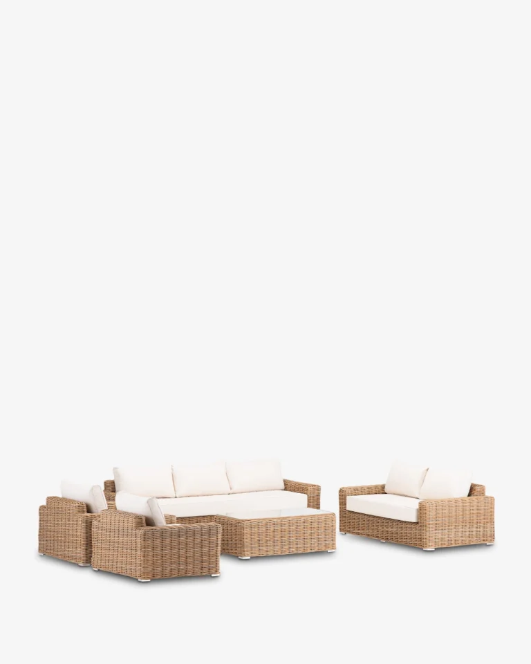Conjunto jardín ratán sintético 7 plazas beige