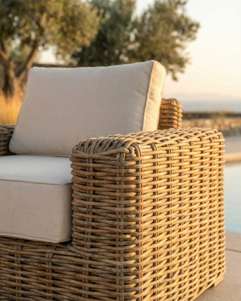 Silló jardí ratà sintètic beix