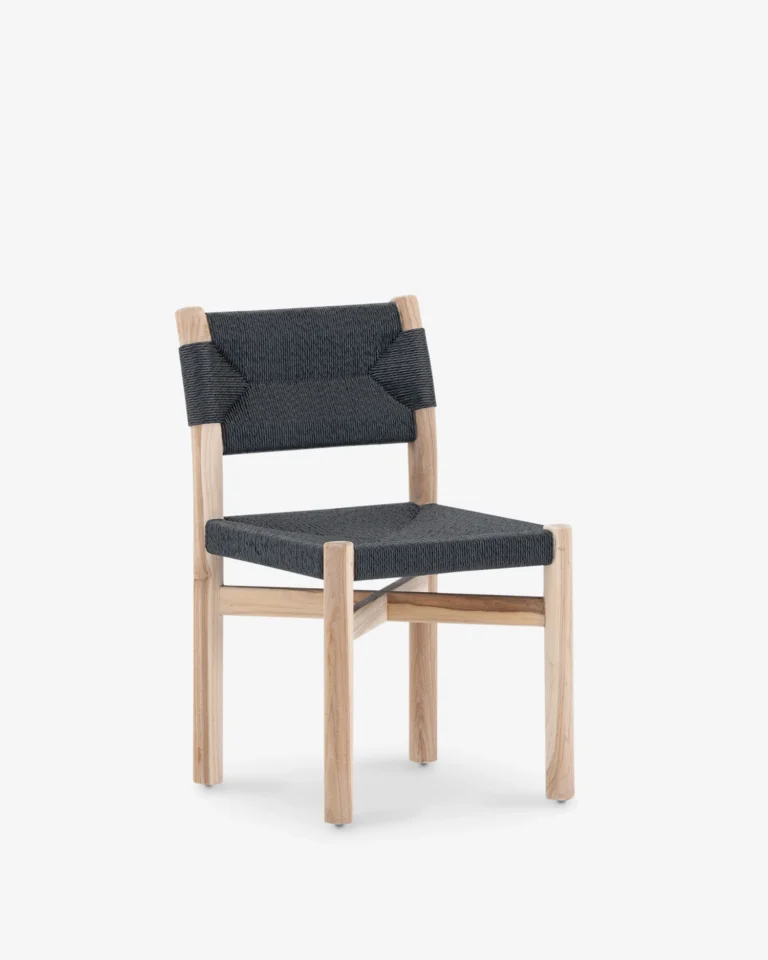 Silla de teca y ratán negro