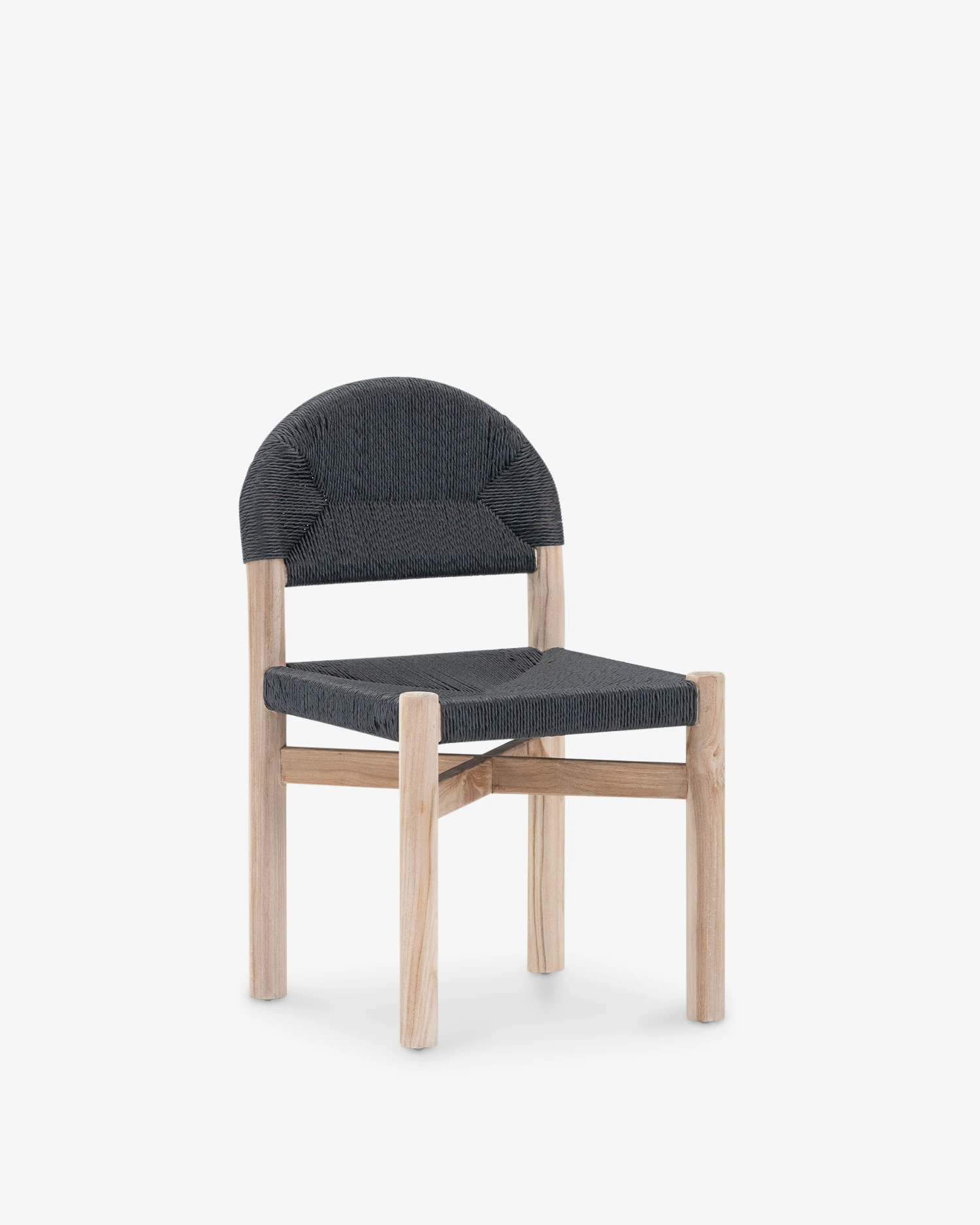 Silla de teca y ratán negro