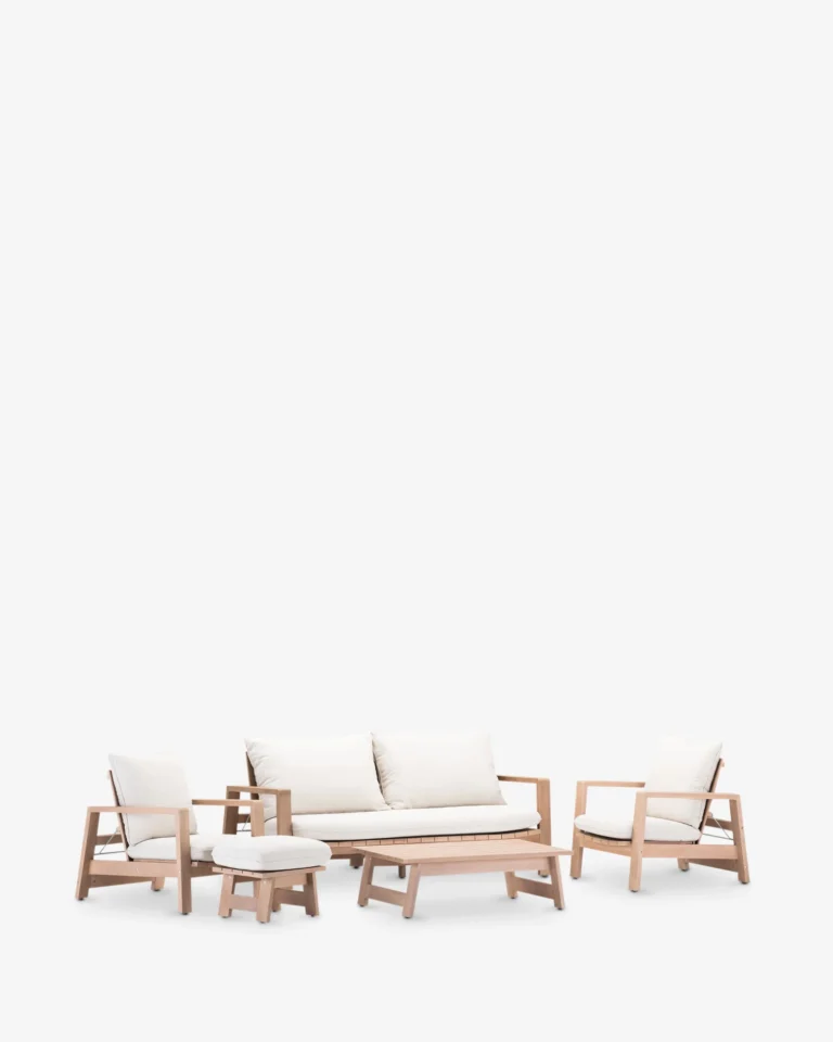 Conjunto reclinable madera 4 plazas con reposapiés