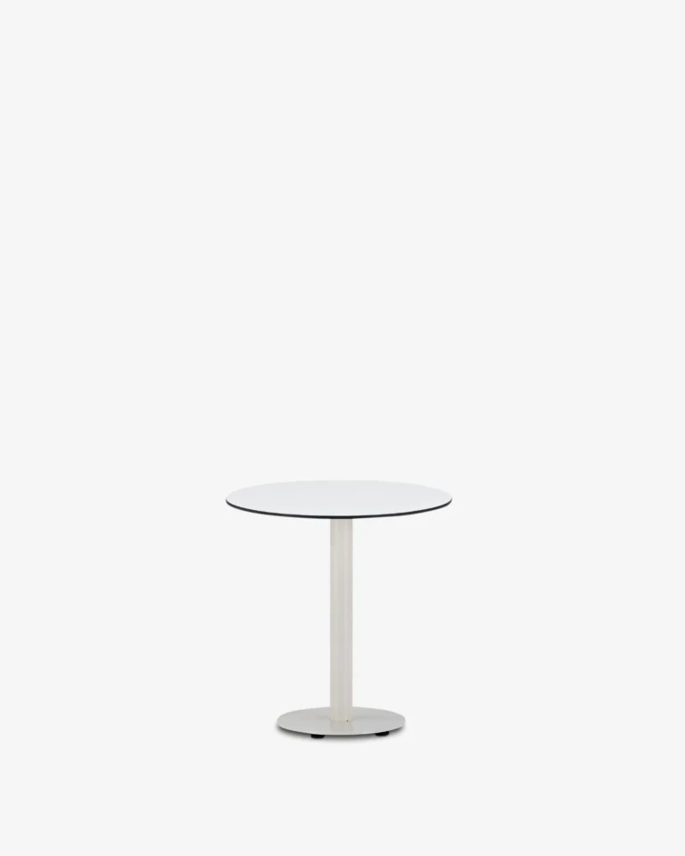 Mesa de hosteleria pie central beige redonda 70 sobre compact
