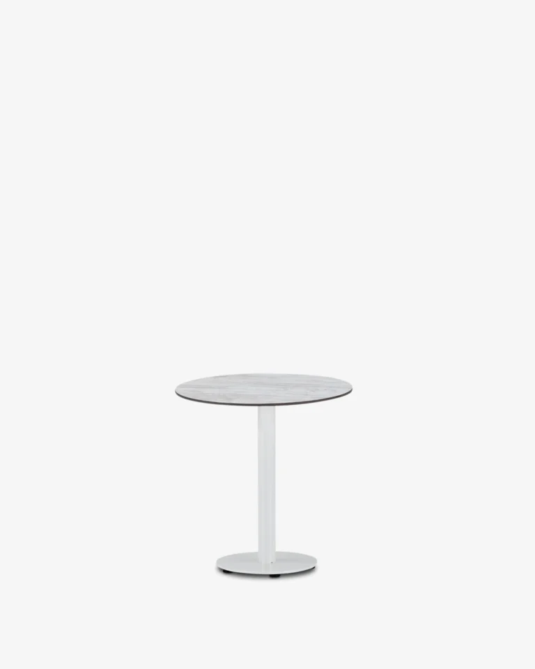 Mesa de hosteleria pie central blanco redonda 70 sobre compact