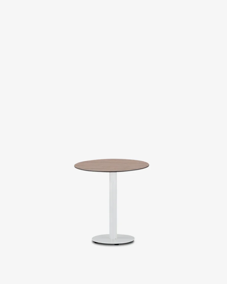 Mesa de hosteleria pie central blanco redonda 70 sobre compact