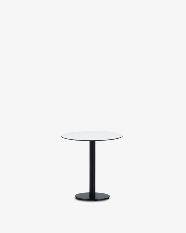 Mesa de hosteleria pie central negro redonda 70 sobre compact
