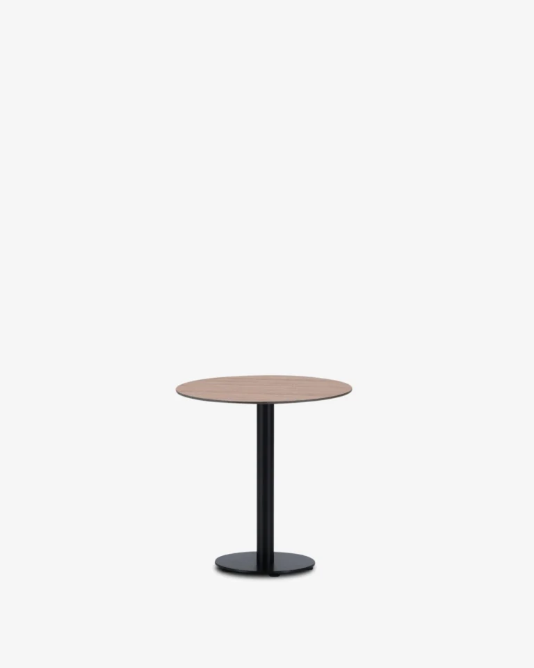 Mesa de hosteleria pie central negro redonda 70 sobre compact