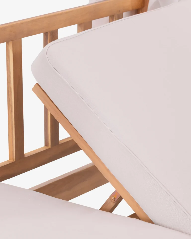 Cama balinesa doble madera beige