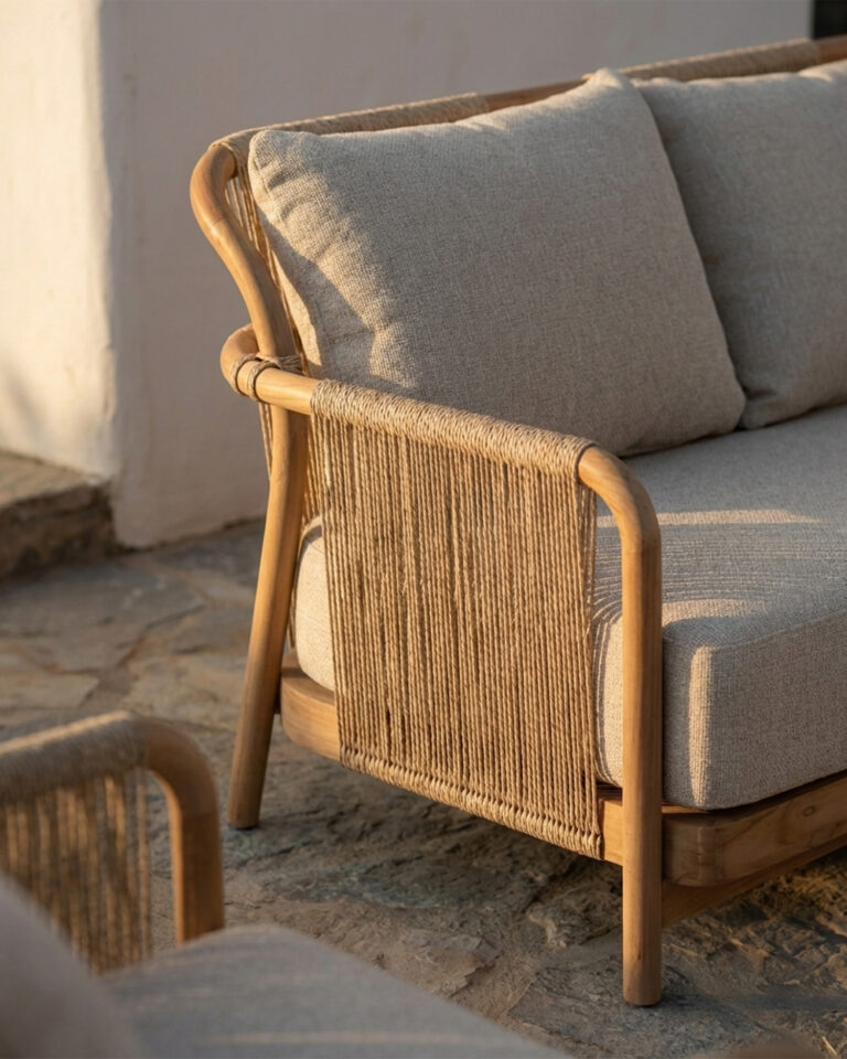 Sofà 3 places teca i ratà sintètic