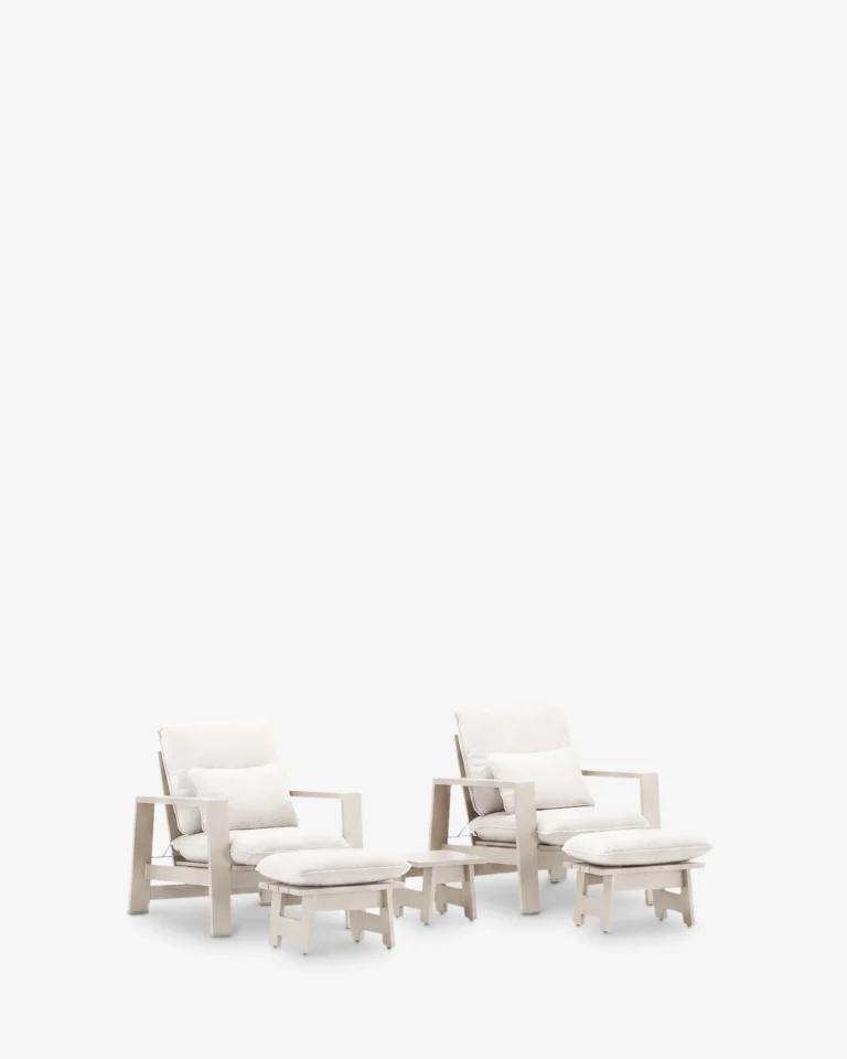 Conjunto de 2 sillones reclinables de aluminio con reposapiés y mesa