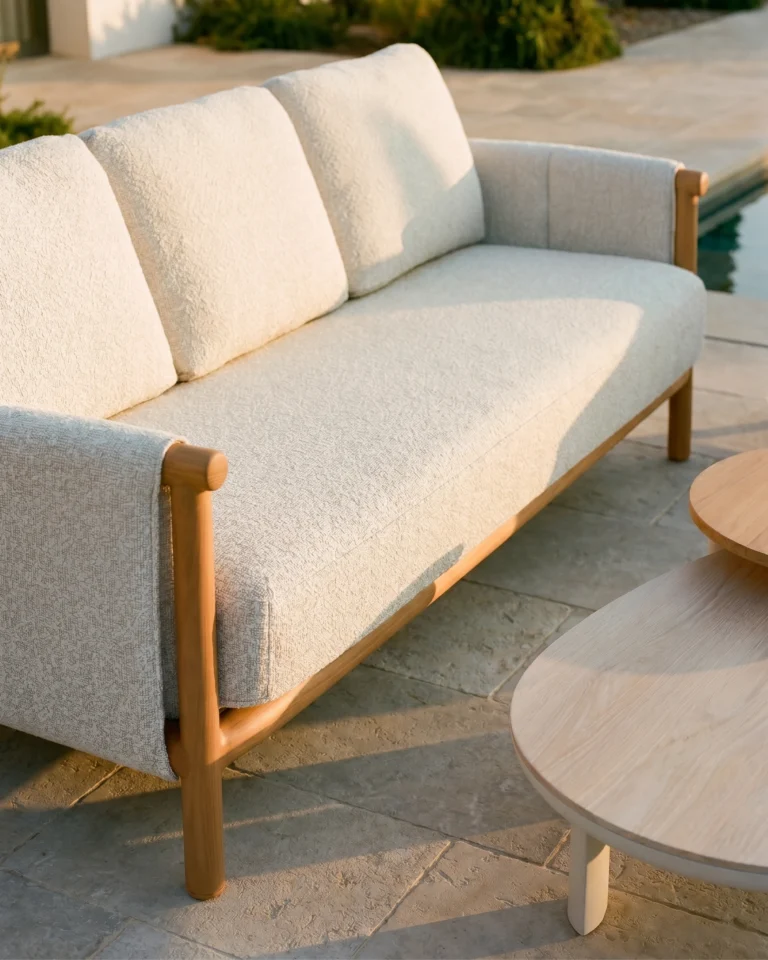 3-seater outdoor sofa aluminum imitation wood