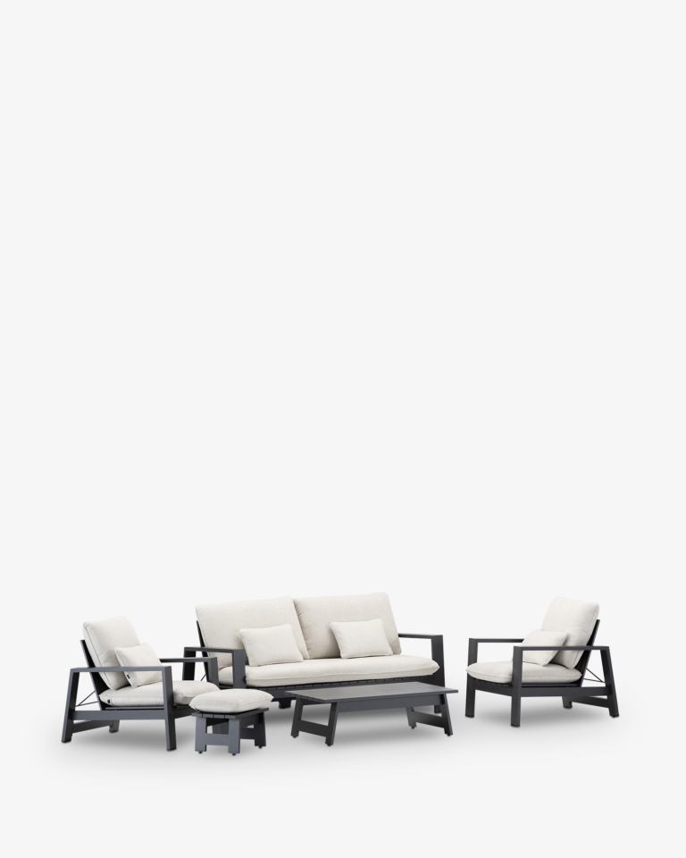 Conjunto reclinable de aluminio 5 plazas con reposapiés