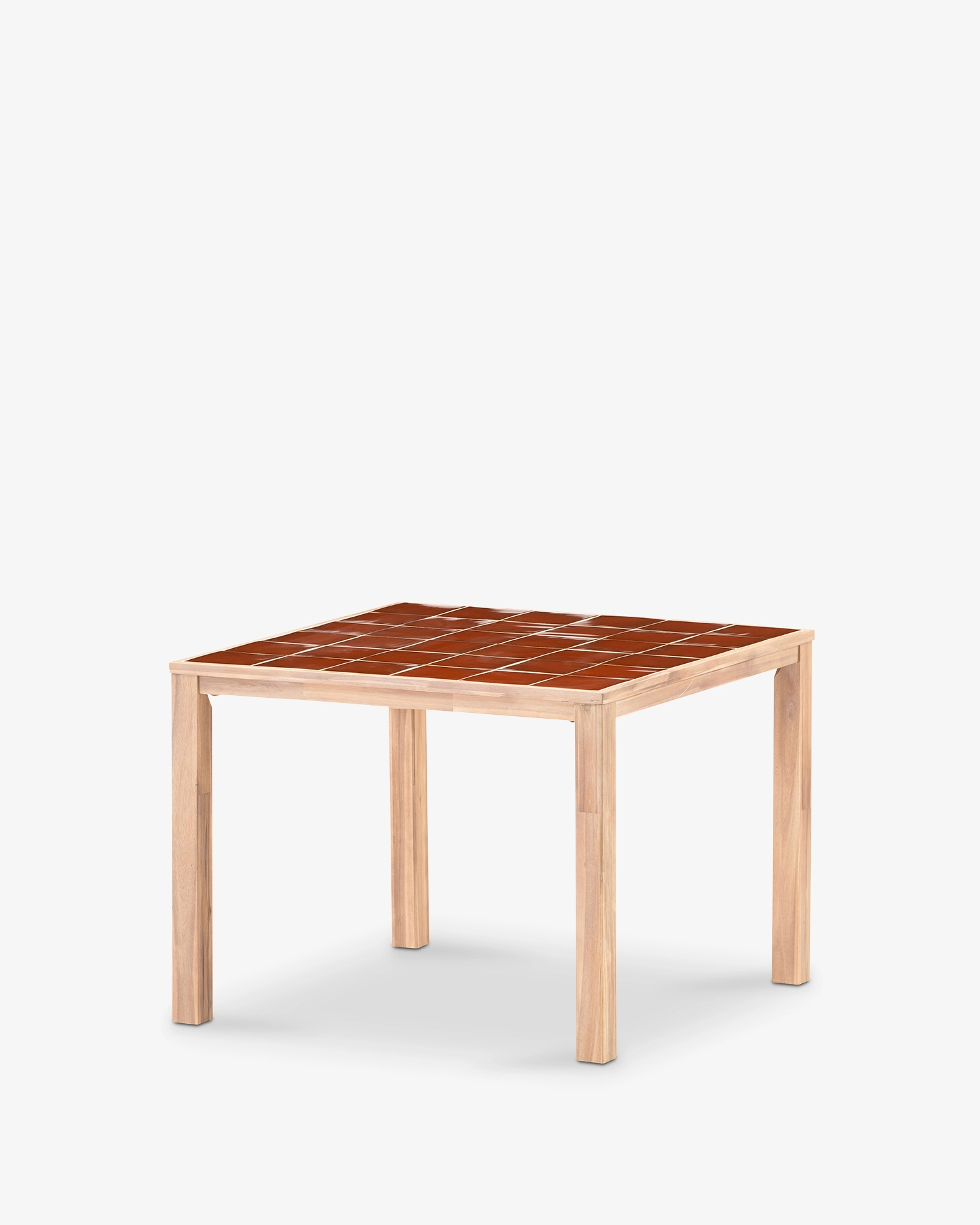 Table carrée à barre haute en bois et céramique artisanale 127x127x90