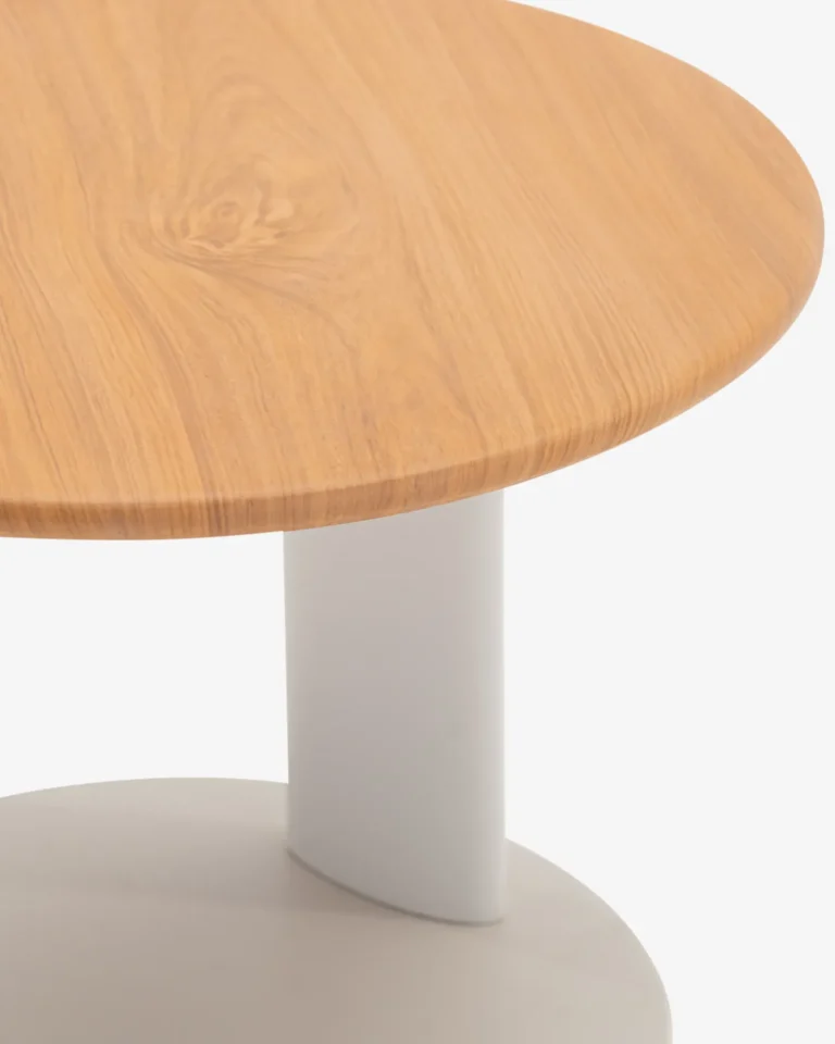 Set di 2 tavoli da esterno in imitazione legno e ceramica