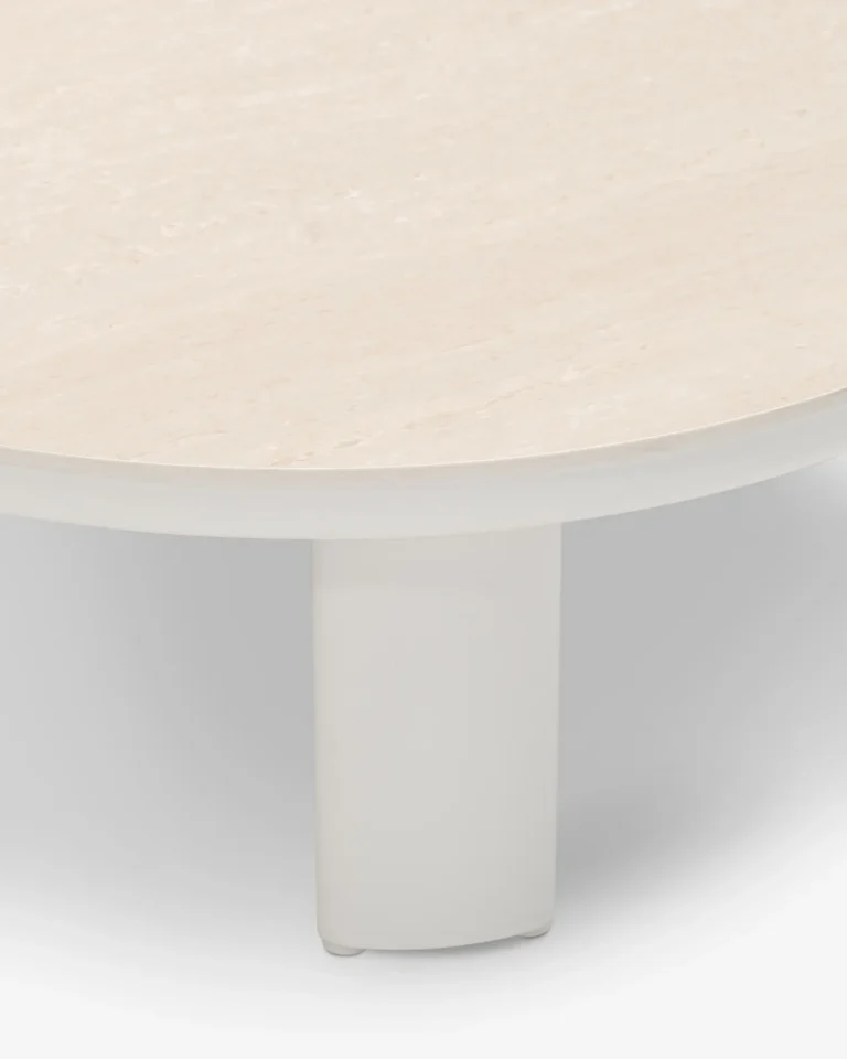 Tavolino basso esterno in alluminio e ceramica